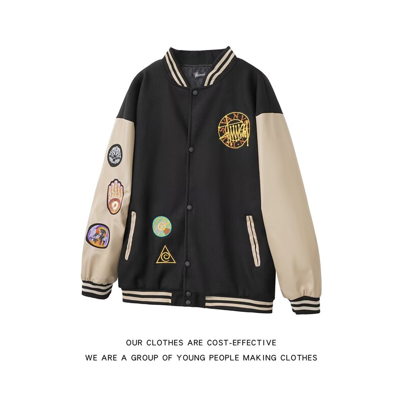美式复古设计感棒球服外套男春秋2025新款夹克学院风潮牌上衣，男装夹克，星座1018A