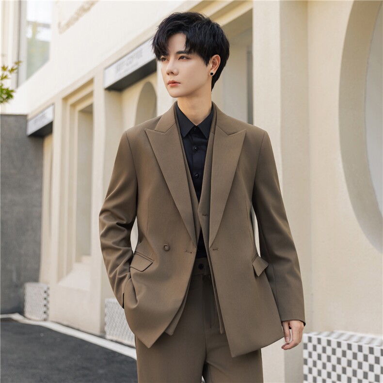 假两件双领西装外套男春秋高级感礼服休闲西服套装8671-P175控318,男装西服套装,电商A355（原A415）