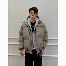 现货高品质重磅工艺美式高街假两件PU皮棉衣男女加厚棉服外套，男装棉衣，电商A486-1