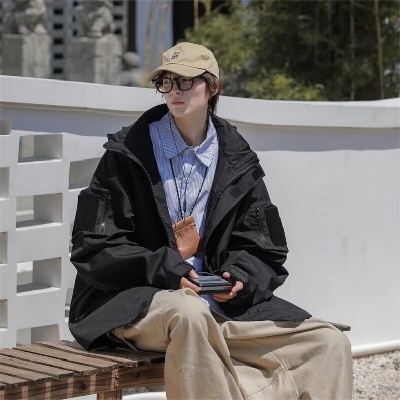 美式潮牌户外连帽冲锋衣外套男女春秋宽松夹克登山服JK118-P55,男装夹克,星座1001-1