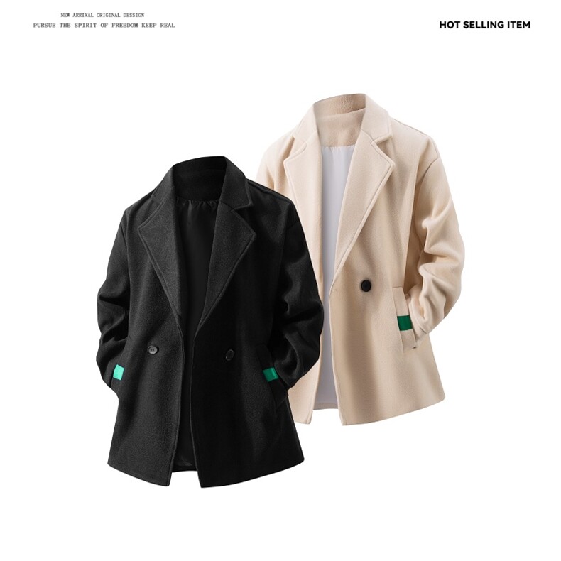 N6138/P85冬款西服双排扣毛呢大衣男宽松大码呢料夹克外套呢子，男装夹克，电商A141