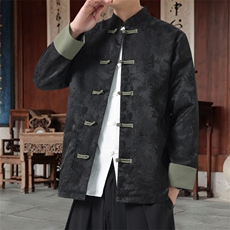 男士外套浮雕梅花夹克盘扣立领唐装风XZ1512-2504单夹克-P80，男装夹克，星座1512