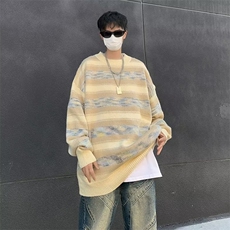 美式复古学院风条纹针织衫男潮牌oversize软糯百搭毛衣M1652-P46，男装针织衫/毛衣，星座512-4