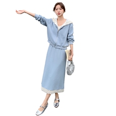 2025新款现货！超好看蓝色卫衣两件套，女装套装/套裙，1C151