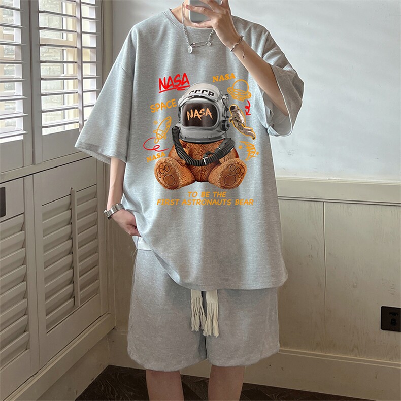 华夫格套装运动短袖t恤套装休闲两件套一套HZ84281-P44,男装T恤,电商A040
