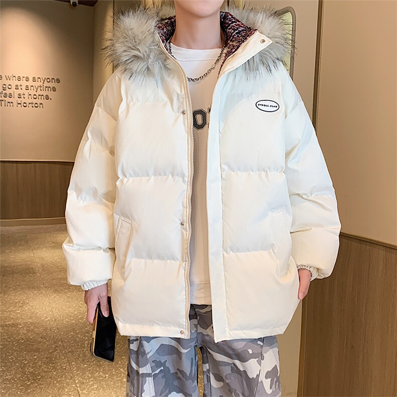 冬季宽松/连帽大毛领休闲外套潮加厚棉衣XZ102B-1M8005-P135,男装棉衣,星座102B-1