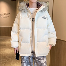 冬季宽松/连帽大毛领休闲外套潮加厚棉衣XZ102B-1M8005-P135，男装棉衣，星座102B-1