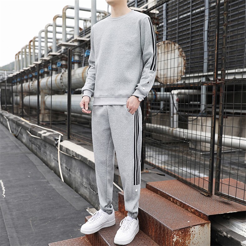 大码修身运动时尚帅气一套圆领卫衣套装男士外套春款学生95棉，男装休闲套装，星座301D-5(原星座1415）