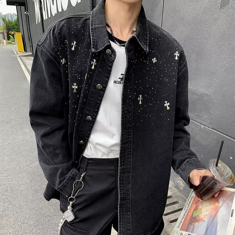秋装设计感轻奢重工粗纺胸针夹克外套男炸街痞帅,男装夹克,星座716-3