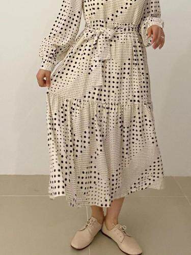 春天的版-超宽松波点连衣裙，女装连衣裙，LUCY