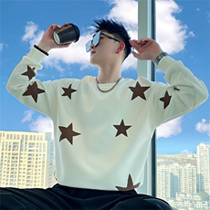 AW106/P75控105秋季社会小伙圆领套头满天星痞帅百搭卫衣男，男装卫衣，星座305B-1