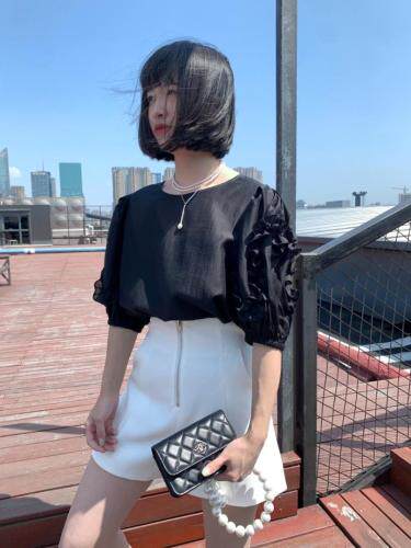夏季新款韩版泡泡袖上衣，女装，邱小姐