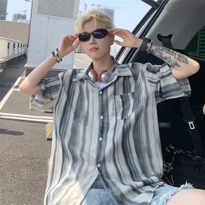 EQ413扎染小众设计感夏季沙滩旅游衬衣男港风潮流短袖P40