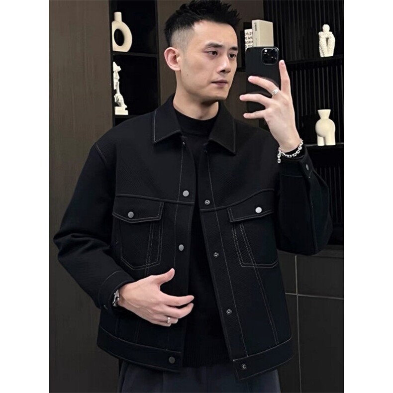 抖音网图现货春季男明线工装斜纹夹克外套JK31P108控148,男装夹克,电商B276A