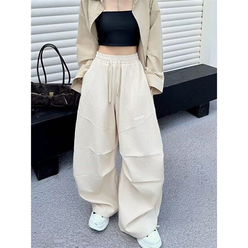 DP0380-P50 美式高街运动裤男女夏季潮牌hiphop爵士舞弯刀阔腿裤图片