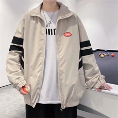 休闲宽松百搭外套嘻哈新款潮牌男条纹撞色夹克棒球服W1447-P48，男装夹克，星座512-2