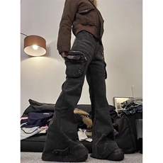 水洗直筒炮弹微喇牛仔工装裤男vibe高街小众机能拼接长裤NMH02，男装工装外套，星座1116A（原606A-3）