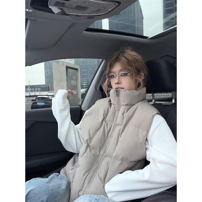 现货5W件冬季三防硬挺boxy短款立领棉衣马夹外套加厚马甲保暖棉服，男装棉衣，电商A486-1