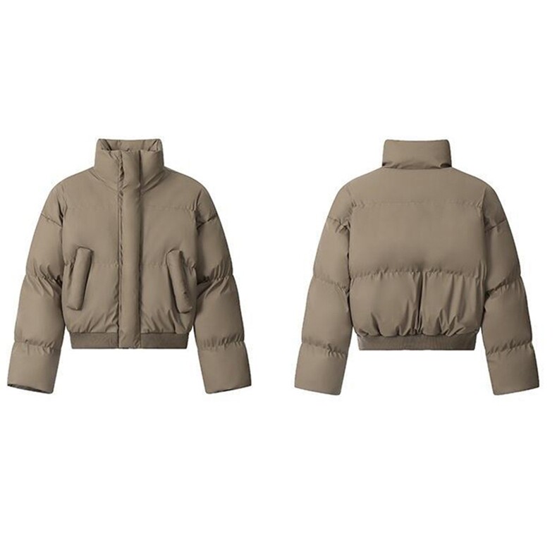 现货5W件冬季三防重磅硬挺boxy短款羽绒立领PU皮棉衣外套加厚棉服,男装棉衣,电商A486