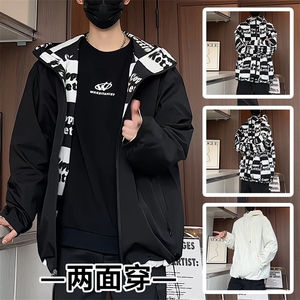 JK177/P70秋装个性印花两面服夹克男学生休闲潮外套上衣两面穿图片