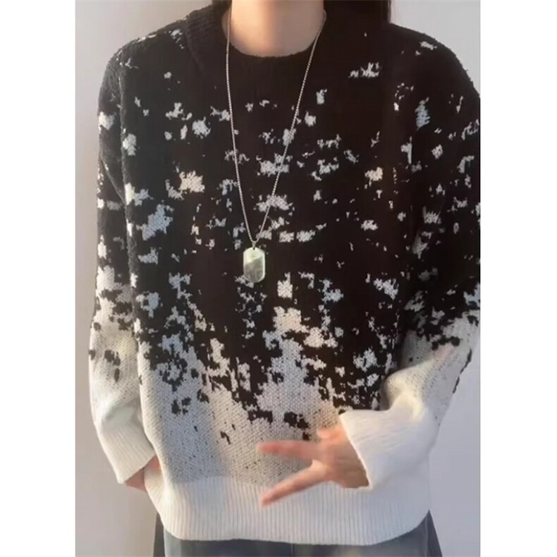 圣诞红雪花渐变毛衣男冬季提花针织衫情侣氛围感毛线衣MY31,男装针织衫/毛衣,星座1116A（原606A-3）