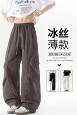 肌理感冲锋裤冰丝薄款休闲裤男夏季美式褶皱伞兵工装裤KZ053P50，男装工装外套，电商B312