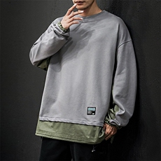 2021日系圆领秋季新款男士拼接撞色潮卫衣男QT4029-W06，男装卫衣，电商A021