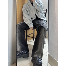 B221美式ins高街重工艺宽松做旧工装牛仔裤子LK23143-P80控108，男装牛仔裤，电商B221