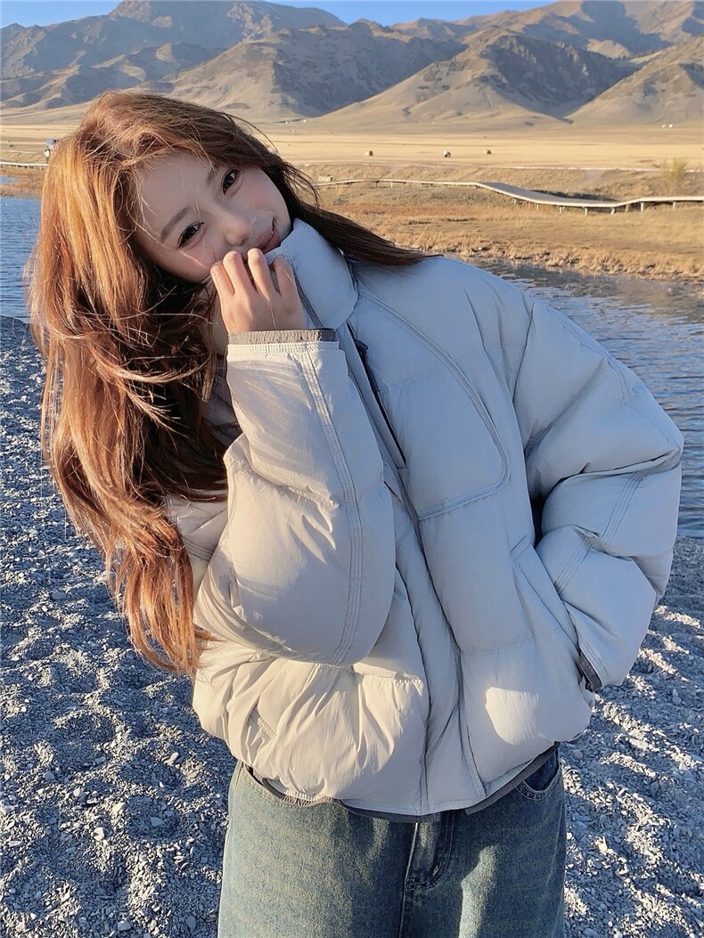 韩版学院风减龄加厚羽绒服女2025年冬季新款连帽保暖白鸭绒面包服,女装羽绒服,慧尚2-185