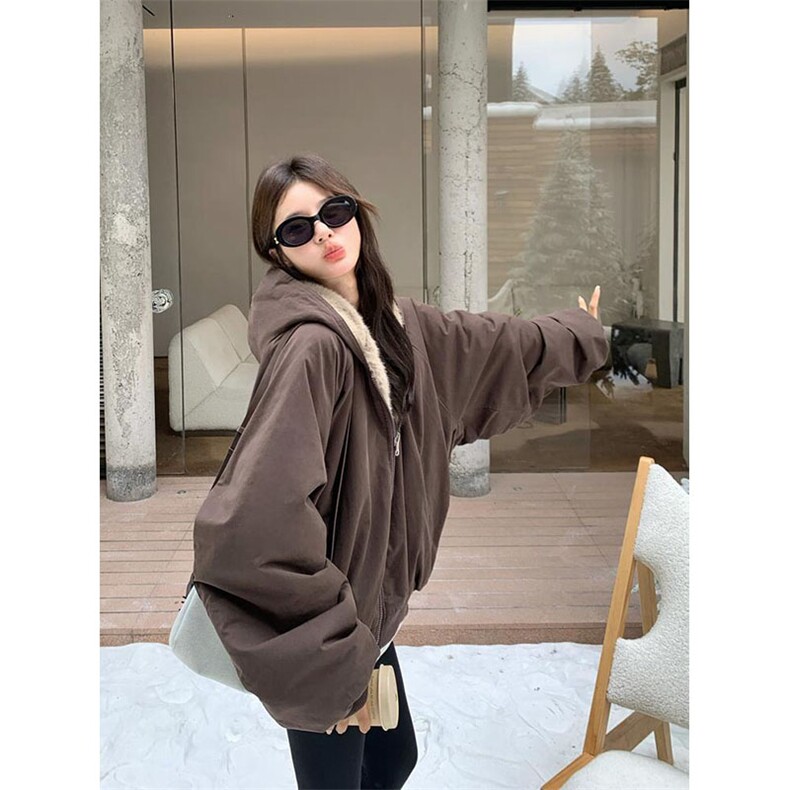 两面穿现货重磅短款座山雕棉衣男女双面穿毛毛绒棉服加厚外套,男装棉衣,电商A486-1