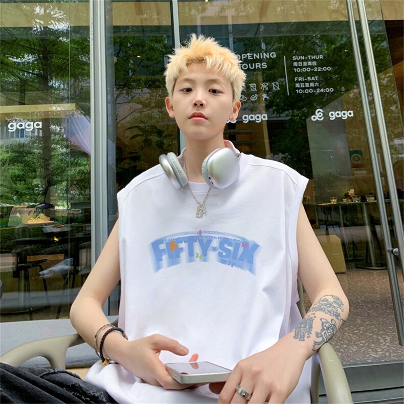 特P19控38220g纯棉美式宽松背心男女无袖t恤潮CB3161,男装T恤,电商B370