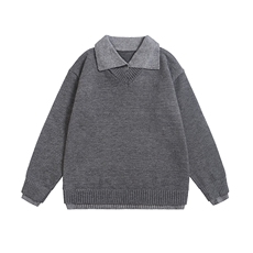 现货高品质得物平铺白底假两件毛衣翻领针织衫，男装针织衫/毛衣，星座1212