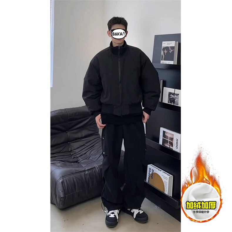 现货冬季美拉德立领飞行夹克廓形高街棒球服加棉加厚棉衣外套图片