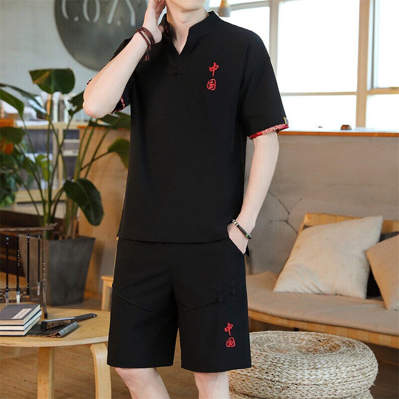 夏季短袖套装五分裤套装休闲新款风中式男,男装休闲套装,星座1206（原A206）