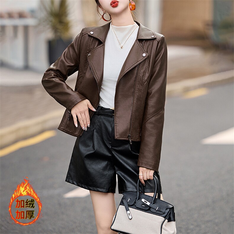 海宁高端时尚皮衣女2025春秋绵羊皮女短款皮夹克气质皮外套小个子,女装皮衣,美拉德工厂直营店
