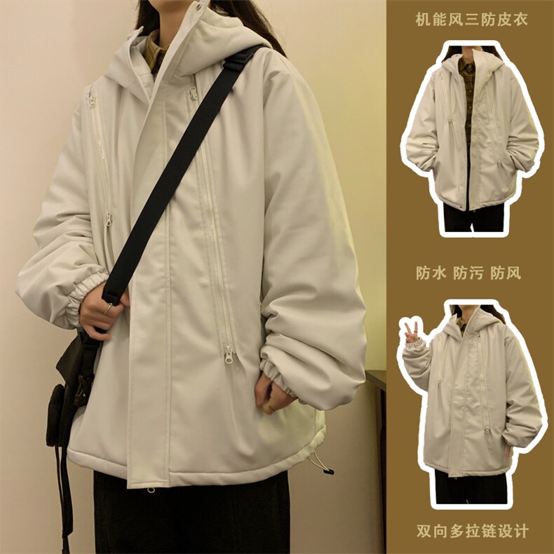 XZ213-GKMY8862-P128控148 抖音品质 直播供货中长款夹棉皮衣棉服图片