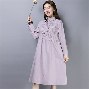 连衣裙纯色百搭显瘦时尚优雅甜美气质2021年春季图片
