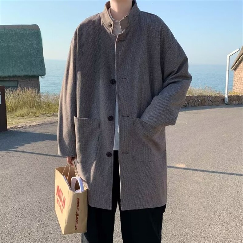 男标准潮无帽立领毛呢大衣百搭YT50P55,男装毛呢大衣,星座1116-2