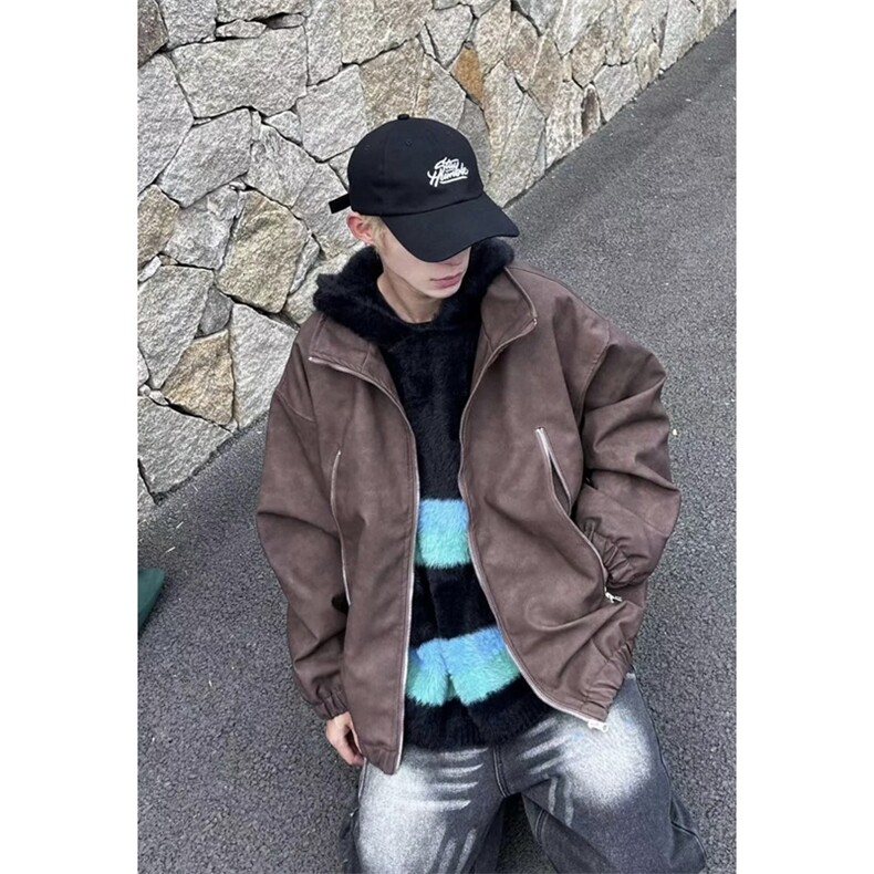 网图美拉德拉链大口袋美式复古做旧PU皮夹克X1213-DY2315-特P80,男装夹克,星座1213