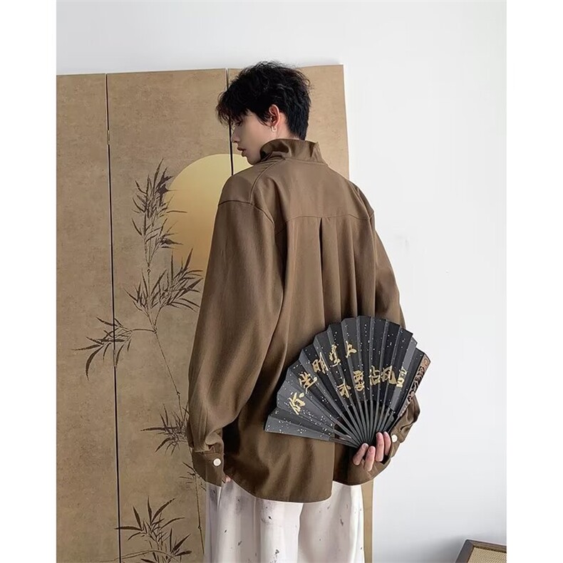 半高领衬衫男士痞帅高级休闲衬衣YHT73P45,男装衬衫,星座1116-2