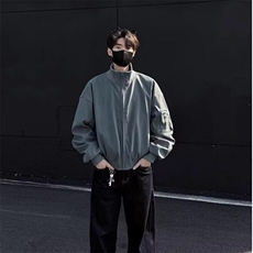 纯色立领飞行夹克男2025春款廓形短款棒球服高街百搭外套，男装夹克，星座506A