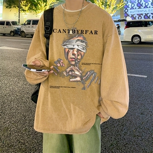 直播品质 重磅纯棉 美式蜡染水洗做旧潮牌宽松长袖t恤 CT292特P38图片