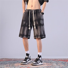 扎染牛仔短裤男夏季美式高街水洗直筒中裤痞帅五分裤子DT1126-P36，男装牛仔裤，星座1008-1