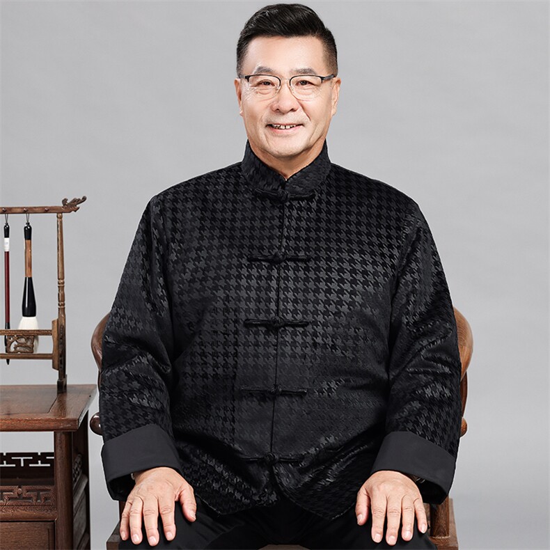 2025新款中老年雪尼尔加绒棉衣唐装外套男士冬款新中式爷爷装棉袄,男装棉衣,钱塘723