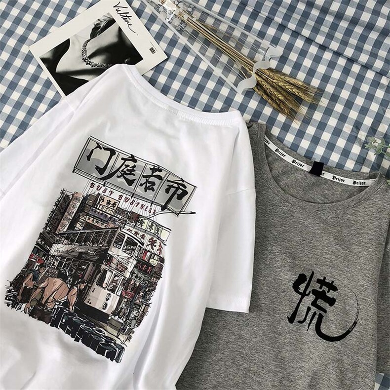 港风平铺情侣装夏装宽松简约印花短袖t恤半袖上衣XZ1306T02,男装T恤,星座1306