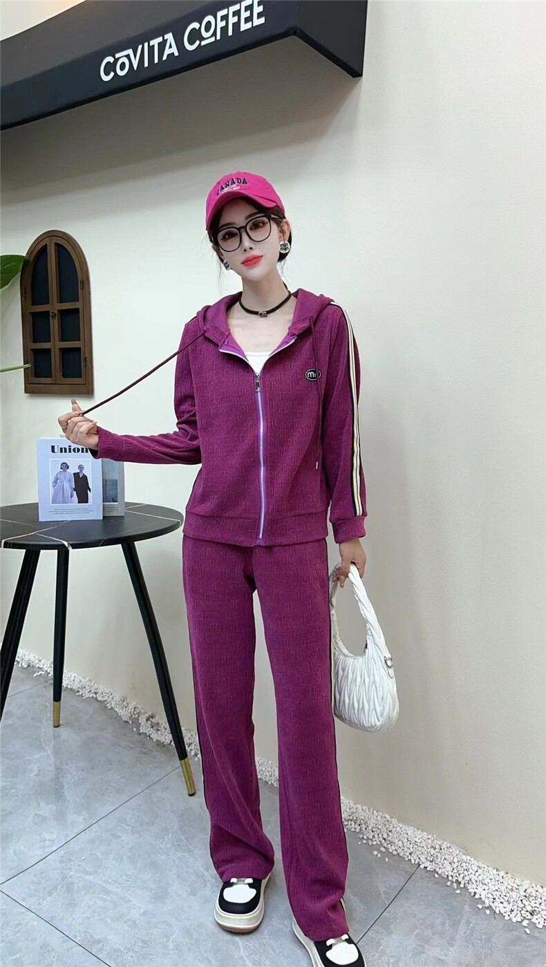 连帽刺绣套装时尚气质百搭2024年秋季，女装套装/套裙，思沃羊绒