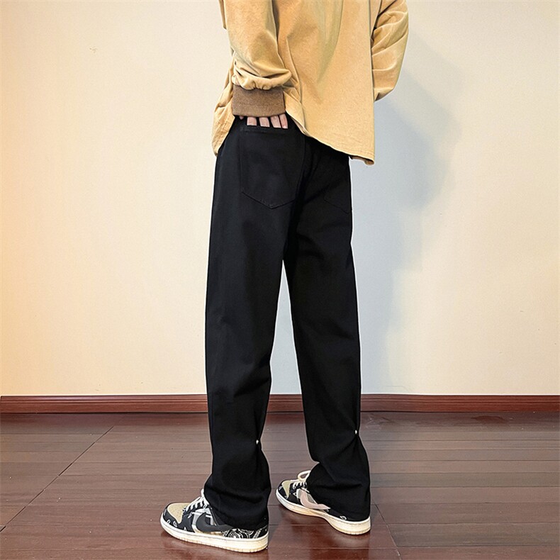 现货秋冬高街直筒阔腿牛仔裤宽松百搭暗扣休闲裤男K616-P50,男装牛仔裤,星座205