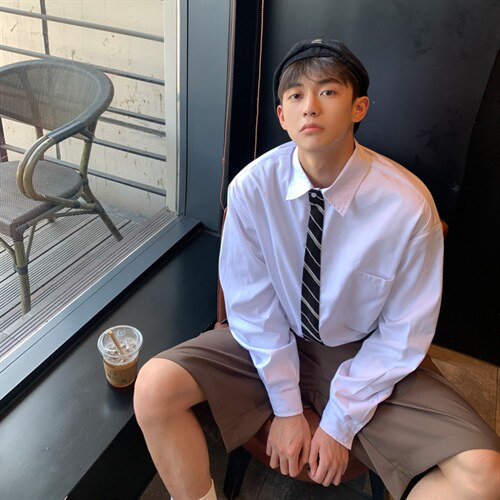 【2025春夏】假领带假两件长袖衬衫打底内搭外套男防晒衣女送领带图片