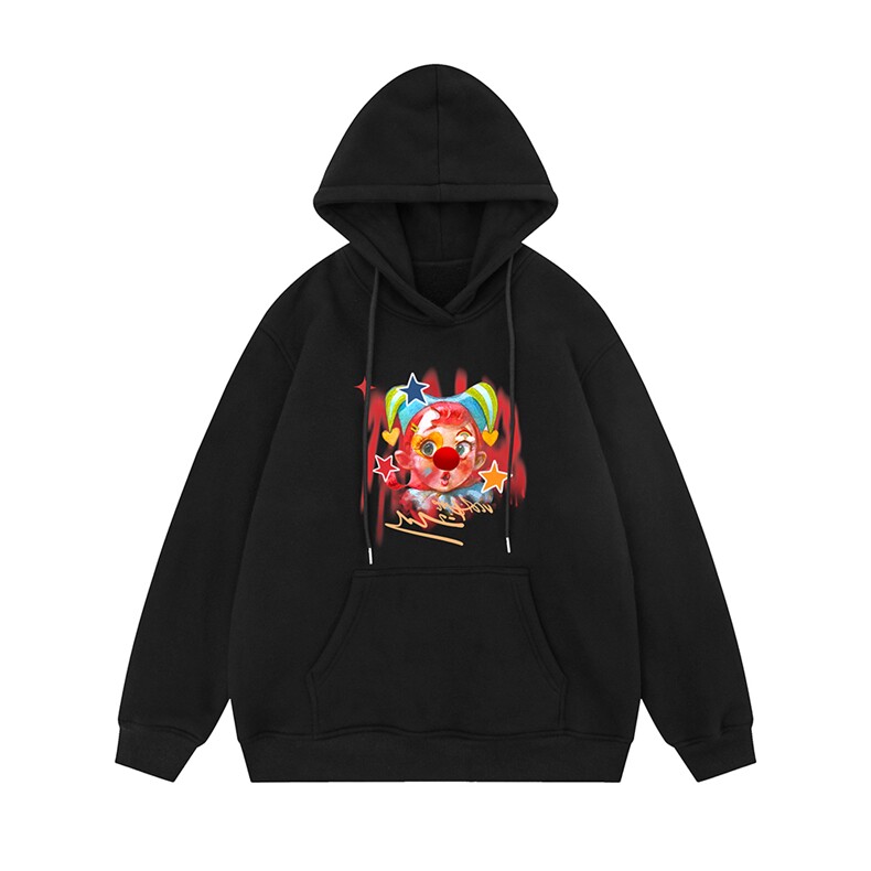 白底新款秋季时尚百搭宽松字母印花卡通连帽卫衣W622001P40控58,男装卫衣,电商A268-1