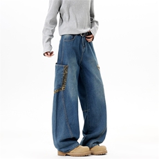 【现货】春装N1031-P50控98豹纹迷彩拼接口袋工装牛仔裤，男装牛仔裤，电商B335